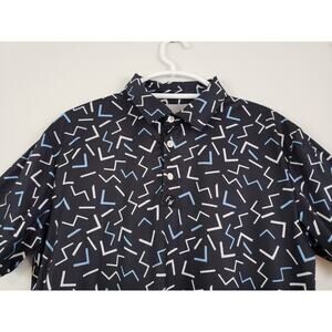 Y2K FULL WEDGE Mens Golf Polo Shirt Size M Geometric Black Casual Gorpcore